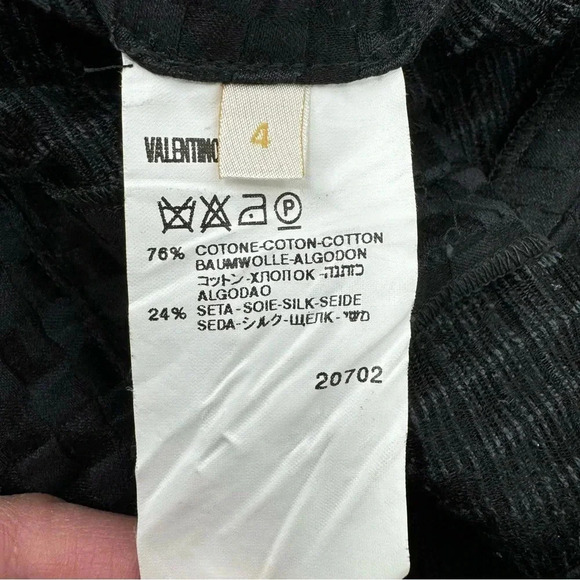 VALENTINO Silk Blend Black Checkers Pant Size 4 - Picture 4 of 7